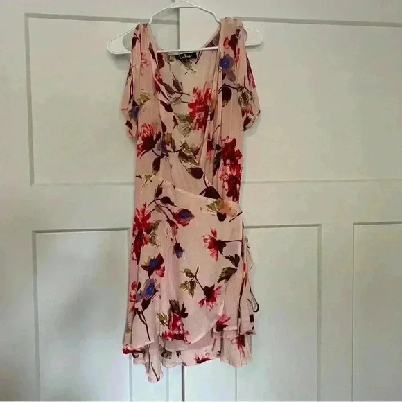 Lulus cherished love blush pink floral print wrap dress size small - Picture 4 of 8